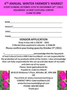 INDOOR WINTER FARMERS MARKET APPLICATION 2011